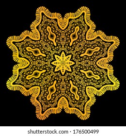 Gold flower over black background