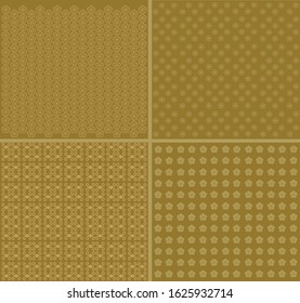 Gold flower pattern in chinese style set. Elegant and simple background design. vector