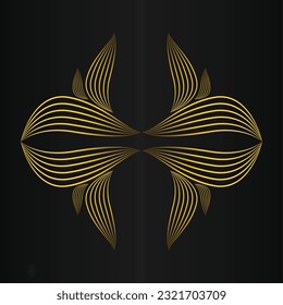 gold flower petals ornament on black background