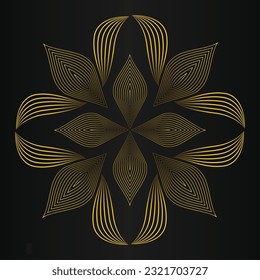 gold flower petals ornament on black background