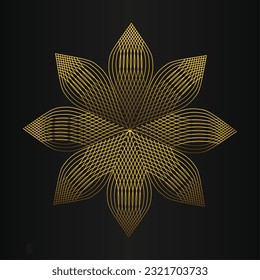 gold flower petals ornament on black background