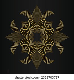 gold flower petals ornament on black background