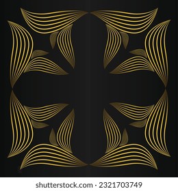 gold flower petals ornament on black background