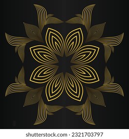 gold flower petals ornament on black background