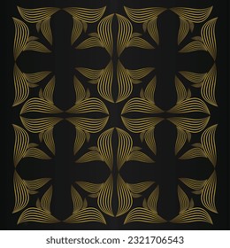 gold flower petals ornament on black background