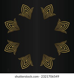 gold flower petals ornament on black background