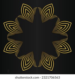 gold flower petals ornament on black background