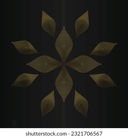 gold flower petals ornament on black background