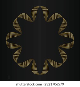 gold flower petals ornament on black background