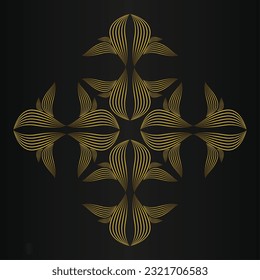 gold flower petals ornament on black background