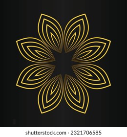 gold flower petals ornament on black background