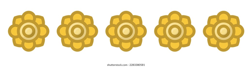 Icono vectorial de rango de flor dorada en fondo blanco