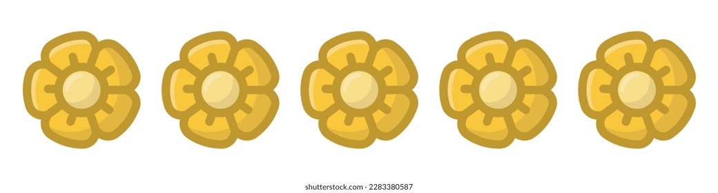 Gold Flower rank vector icon on white backkground