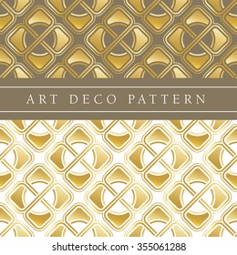 gold flower shape vector seamless pattern in ar deco style