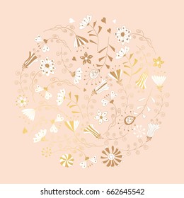 Gold flowers background pattern