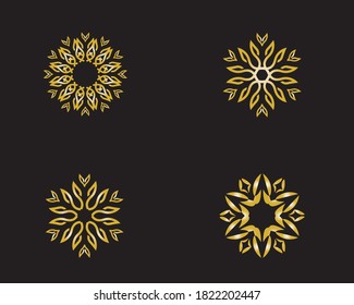 GOLD FLOWERS LOGO VECTOR SET ART STOCK VECTOR