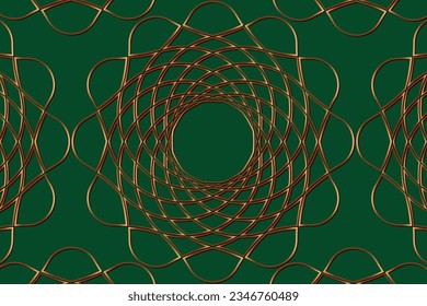 Gold Flowers mandala of sacred ancient geometry pattern background. Vintage Circles vector green template. Alchemy, religion, philosophy, astrology, spirituality themes. Golden luxury elements