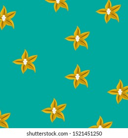 Gold flowers pattern on green background