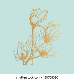 Gold flowers, vector illustration