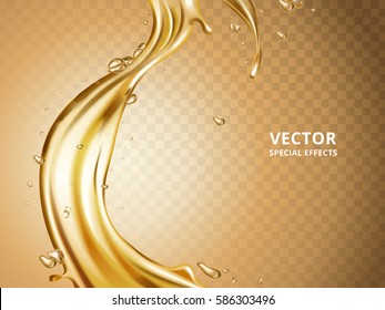 gold fluid flow element, can be used as special effect, 3d illustration