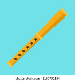 Gold flute icon. Flat illustration of gold flute vector icon for web design