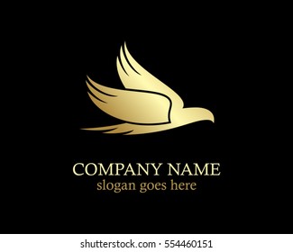 gold fly bird vector logo