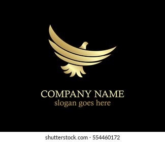 gold fly eagle bird logo