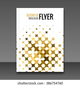 Gold Flyer design template, Greeting Card Design. Golden Dust. Vector Illustration. Brochure cover booklet Template. Place for your Text .