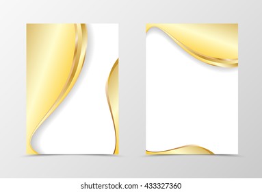 Gold flyer template design. Abstract flyer template in light gold color. Wavy flyer design. Vector illustration