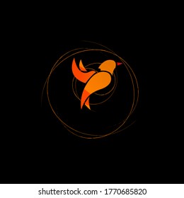 gold flying bird Design Template.Phoenix vector drawing.