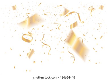 Gold Flying Confetti Holiday Background Vector Stock Vector (royalty 