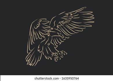 Gold Flying Eagle abstract printing