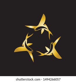 GOLD FLYING FISH VECTOR LOGO