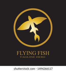 GOLD FLYING FISH VECTOR LOGO