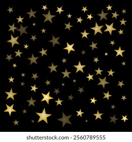 Gold flying stars confetti magic holiday frame