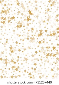 Gold flying stars confetti magic cosmic christmas vector, premium sparkles stardust background pattern. Holiday party decor, Christmas stars background vector, flying gold sparkles confetti on white.