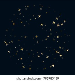 Gold flying stars confetti magic cosmic christmas vector, premium sparkles stardust background pattern. Holiday party decoration, Christmas stars background vector print, flying gold sparkles confetti