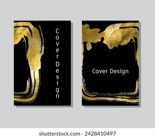 Gold foil abstract grunge banner. Texture, gold foil effect background vector illustration.