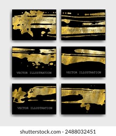 Gold foil abstract grunge banner. Texture, gold foil effect background vector illustration.