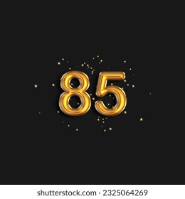 Gold foil balloon number eighty five years. Birthday greeting card with inscription 85. Anniversary celebration event