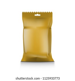 Gold Foil Blank Paper Pillow Snack Pag Package. EPS10 Vector