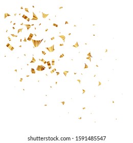 Gold foil confetti isolated on a white background. Festive background. Christmas Vector illustration