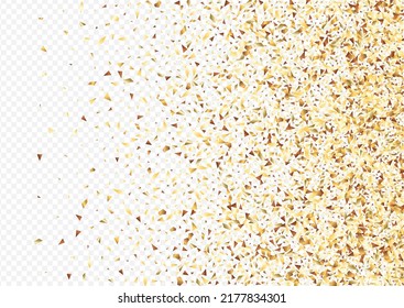 Gold Foil Effect Transparent Background. Anniversary Sparkle Banner. Golden Glitter Isolated Illustration. Shine Vector Background.