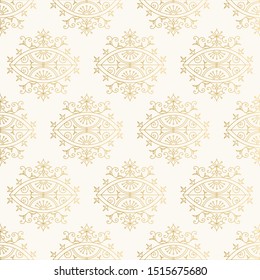 Gold foil elegant pattern with flourish elements. Wedding background. Vector illustration.