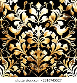 Gold foil floral pattern, seamless