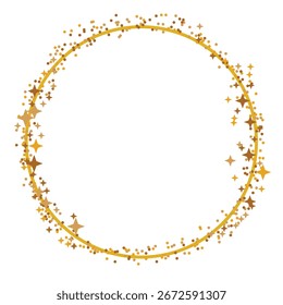 Modelo de quadro de folha de ouro com traço de brilho splatter no fundo transparente