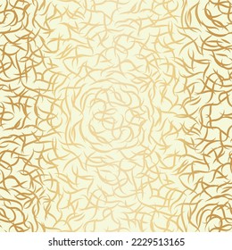 Gold foil hessian fiber texture vector seamless pattern background. Backdrop with fabric style golden threads. Abstract yarn strands. Criss cross grid cotton weave material repeat for celebration