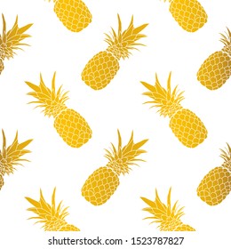 Gold foil pineapple seamless pattern