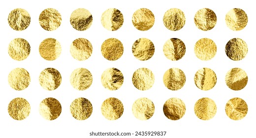 Gold foil, shiny handmade circles. Golden glittering texture, pattern. Luxury shining hand drawn background. Wedding, greeting card decoration elements. Modern minimalist art. Vector illustration