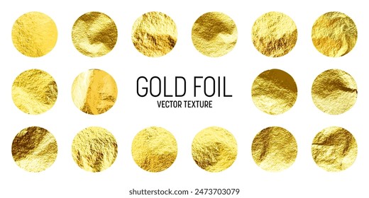 Gold foil, shiny handmade circles. Golden glittering texture, pattern. Luxury shining hand drawn background. Wedding, greeting card decoration elements. Modern minimalist art. Vector illustration